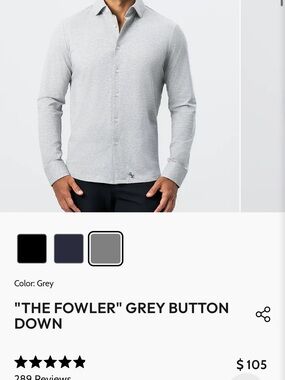 Grey Long-Sleeve Casual Button-Down Shirt